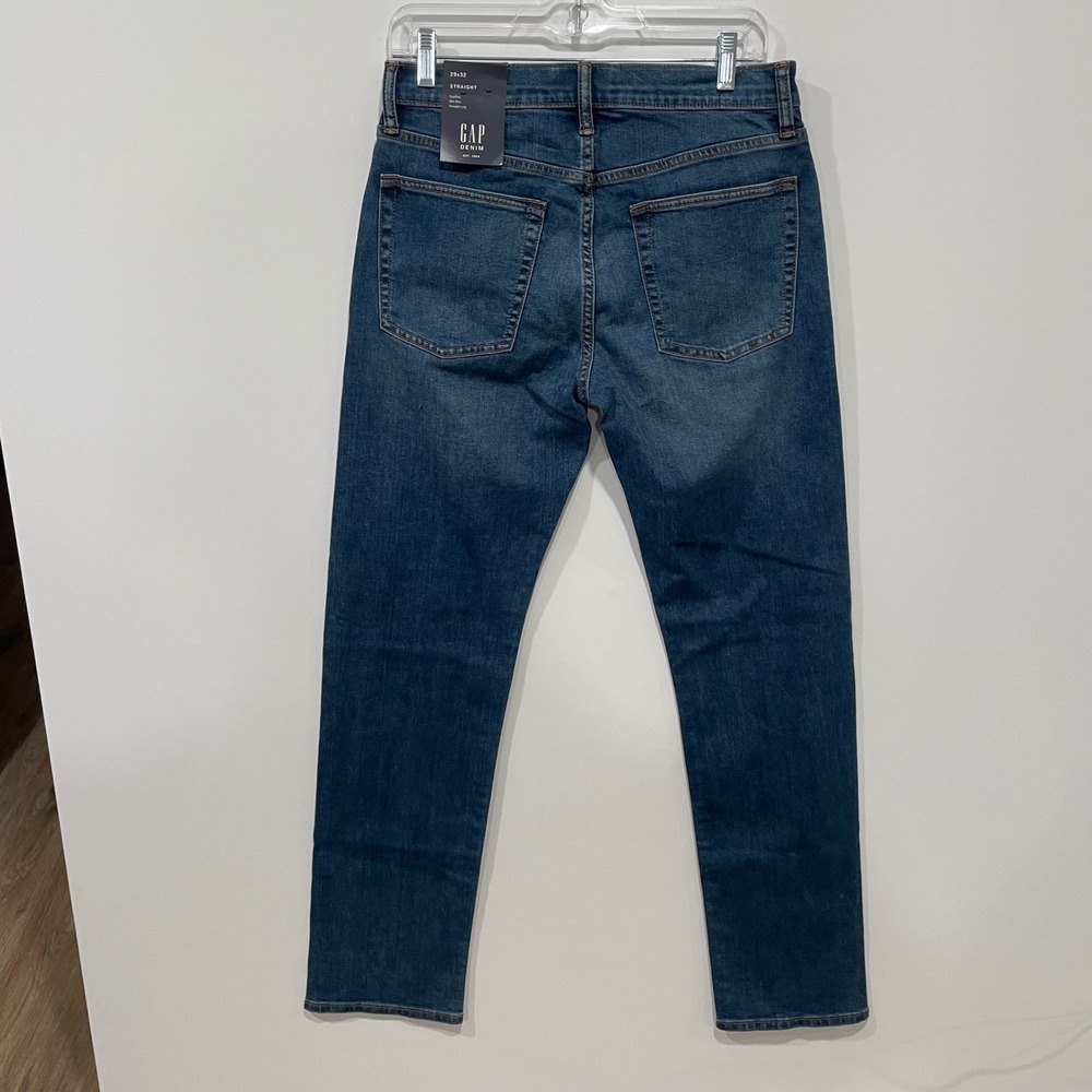 GAP Men Straight Fit Jeans Blue Wash GapFlex Mid Rise Size 29x32 New with Tags - Picture 7 of 9